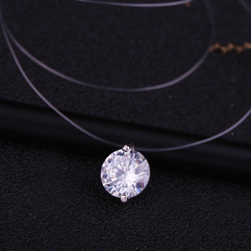 New 2CT Solitaire Diamond Invisible Chain Necklace - Picture 13 of 13